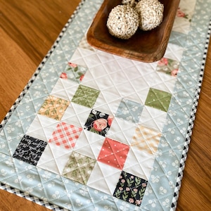 Mini Charm Fun PRINTED PAPER Quilt Pattern: table runner or wall hanging precut squares