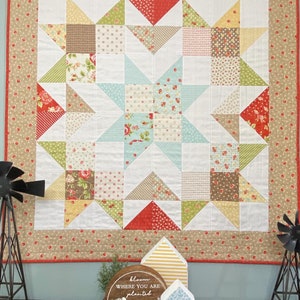 Printed quilt pattern barn quilts-A Charming Barn Quilt-Star Compass-Marian-Prairie-Charming Barn Star-Star Cross Barn Quilt Charming Barn Star