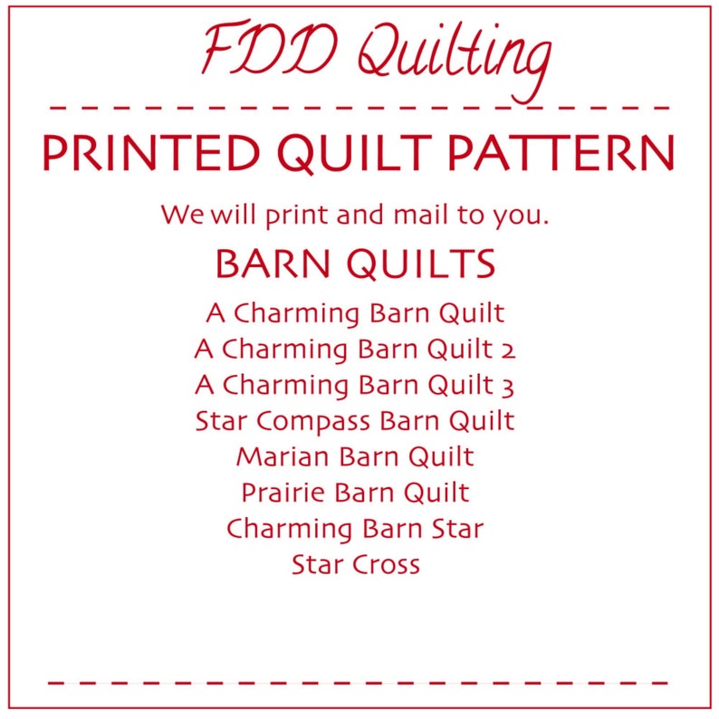 Printed quilt pattern barn quilts-A Charming Barn Quilt-Star Compass-Marian-Prairie-Charming Barn Star-Star Cross Barn Quilt image 1