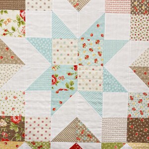 DIGITAL PDF PATTERN: Charming Barn Star in 3 sizes mini charm pack layer cake star quilt pattern, simple easy precut pdf quilt pattern image 3