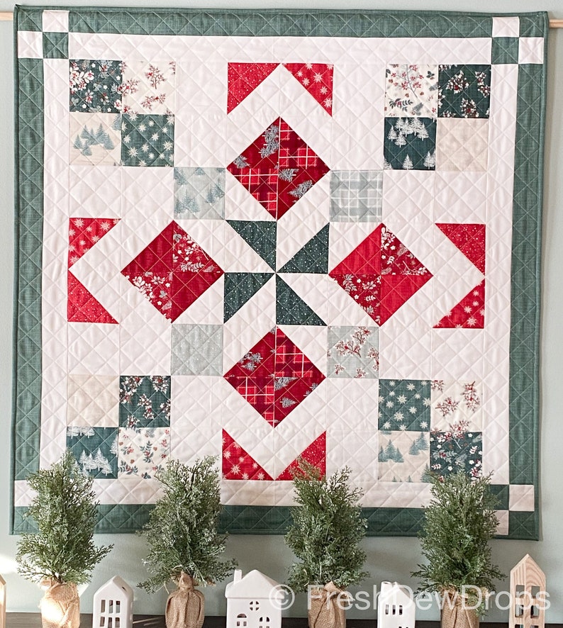 DIGITAL PDF PATTERN: Marian Barn Quilt 3 sizes charm pack quilt pattern, mini charm pack quilt pattern, layer cake simple quilt pattern image 3