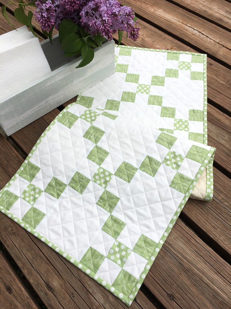 Digital PDF Pattern: Simple Irish Chain Table a yardage scrappy strip table runner topper quilt pattern, simple easy pdf quilt pattern image 7