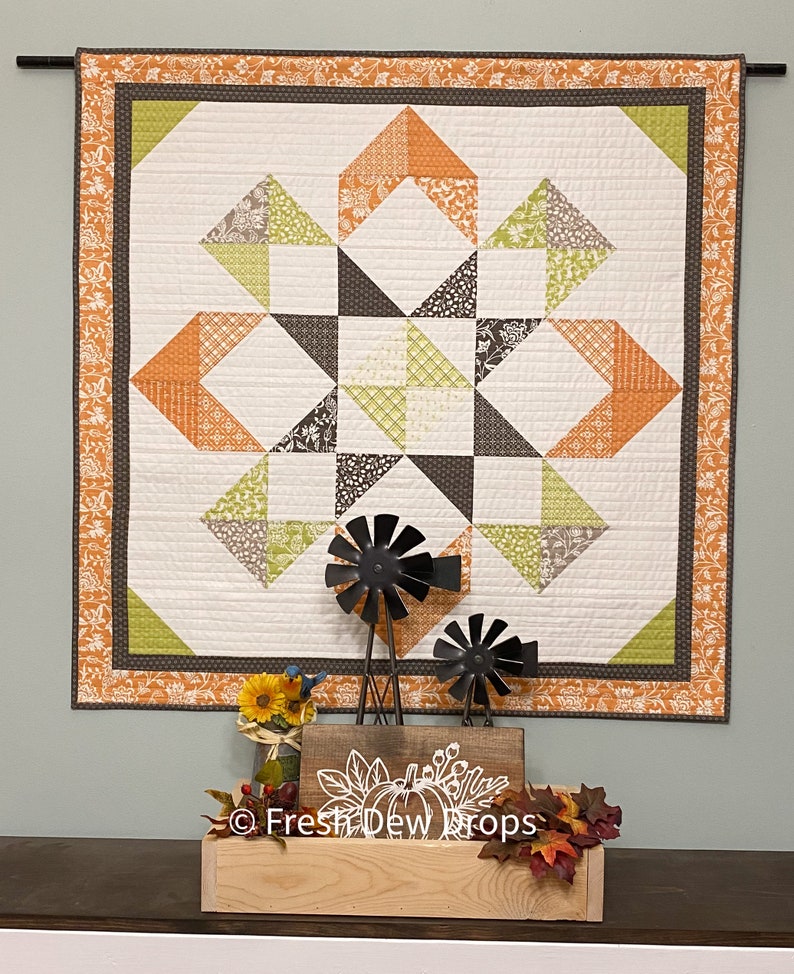 Digital PDF Pattern: Star Compass Barn Quilt pattern charm pack quilt pattern, layer cake quilt pattern, simple precut pdf quilt pattern image 8