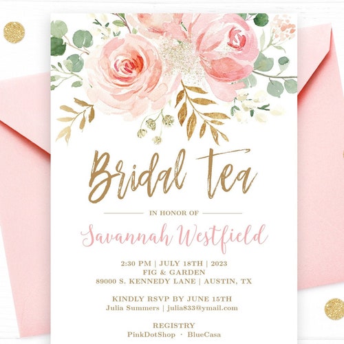 Elegant Bridal Tea Party Invitation Template Instant Etsy