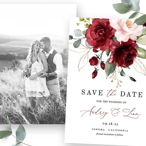 Save the Date Card Printable Wedding Save the Date Template - Etsy