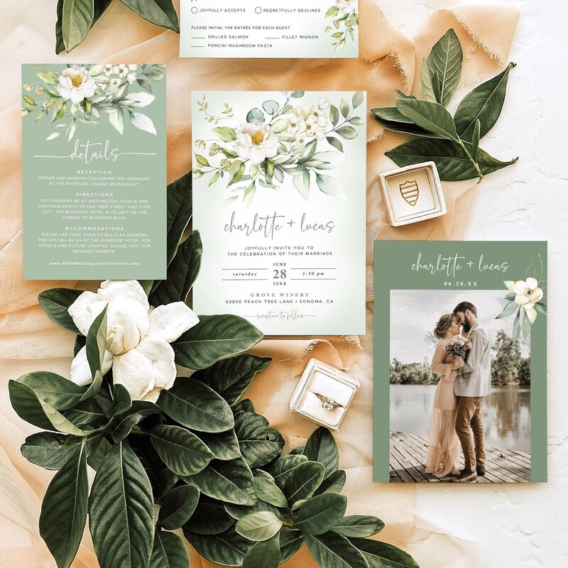 Sage Wedding Invitation - Etsy