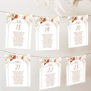 Boho Wedding Seating Chart Template, Editable Wedding Seating Cards Template, Printable Seating Cards, Pampas, Boho, Arch, Floral, VWC70