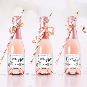 Cheers to Love Mini Champagne Bottle Label Template, Editable Mini Champagne Label, Wedding Champagne Label, Modern, Minimalist, VWC67