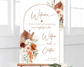 Pampas Wedding Welcome Sign, Editable Wedding Welcome Sign Template, Boho Wedding Sign, Printable, Arch, Terracotta, Rust, VWC72