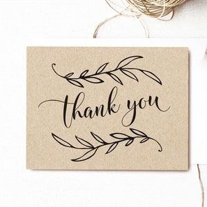Vintage Wedding Printable Thank You Card, Folded Wedding Thank You Card, Kraft Thank You Card, VW01
