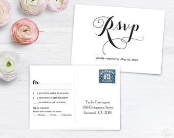 printable rsvp card etsy