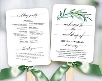 peach blush floral wedding program fan template printable fan etsy