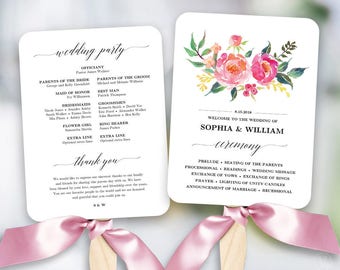 Items Similar To Diy Wedding Fans Wedding Program Template