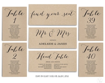 rustic wedding seating chart template header signs and table etsy
