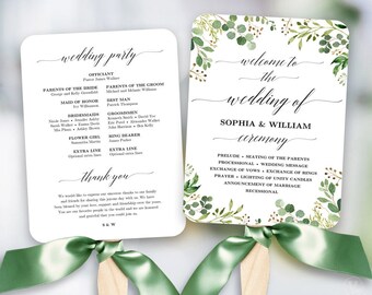 peach blush floral wedding program fan template printable fan etsy