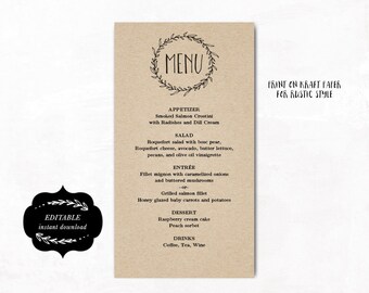 elegant wedding menu etsy
