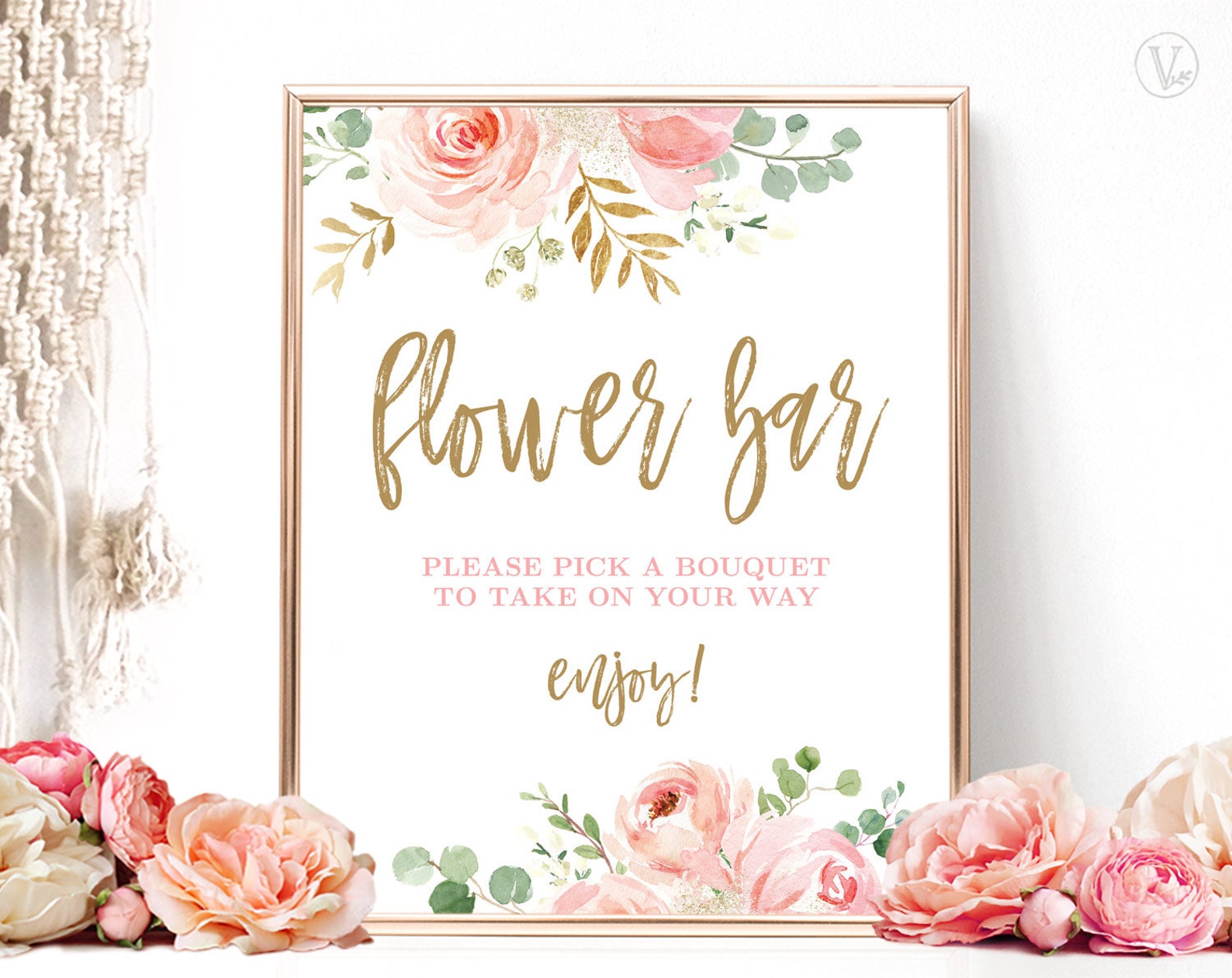 Flower Bar Sign, Printable Flower Bar Sign, Make a Bouquet to Take on ...