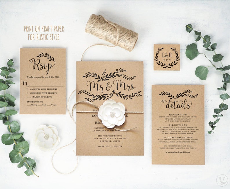Rustic Wedding ceremony Invitation, Printable Marriage Invitation Template, Do-it-yourself Marriage ceremony Invitation Playing cards, Kraft Invitation, Floral Mr Mrs, VW18 graphic regarding Etsy Wedding Invitations Printable named Rustic Marriage Invitation, Printable Marriage Invitation Template, Do-it-yourself Marriage ceremony Invitation Playing cards, Kraft Invitation, Floral Mr Mrs, VW18