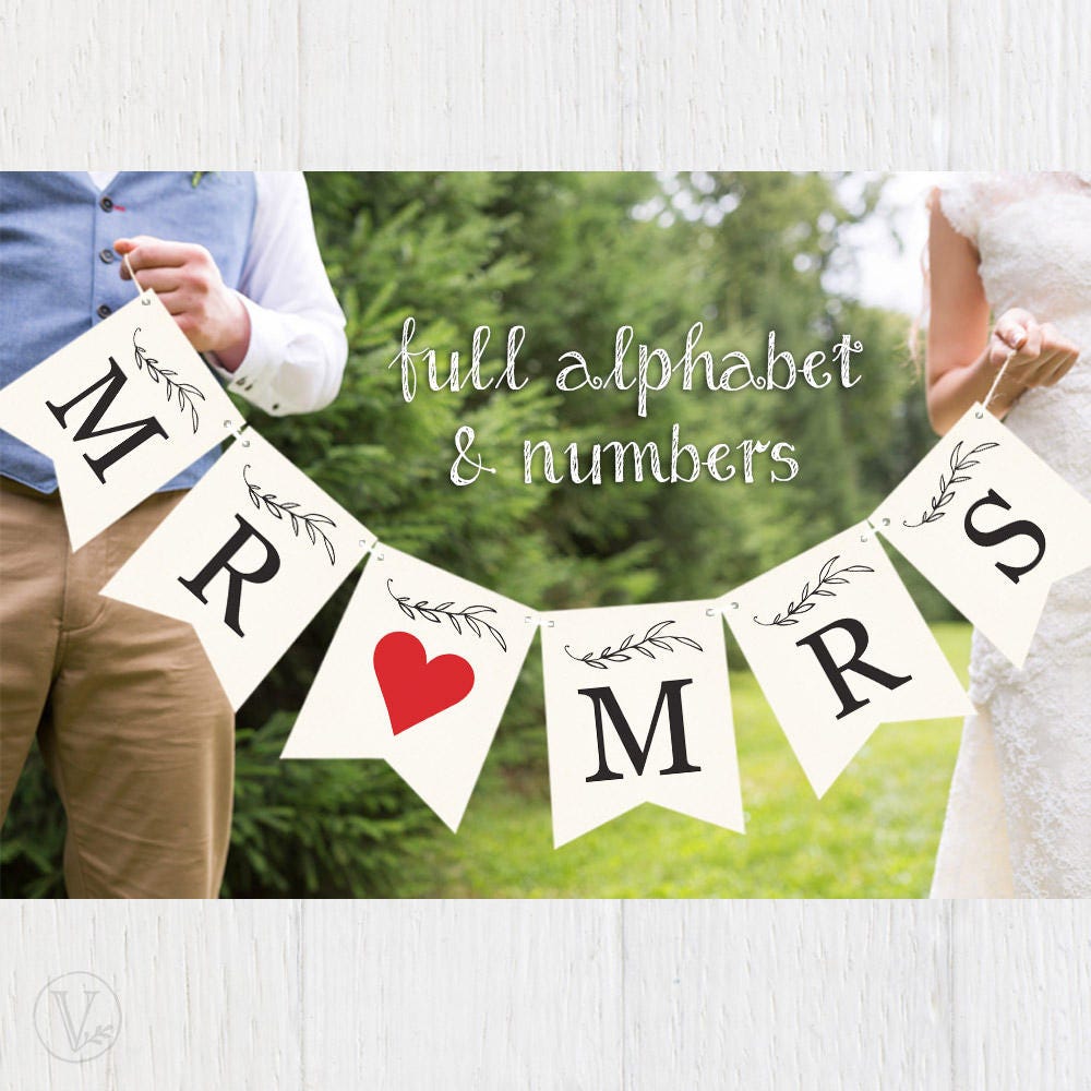 Printable Wedding Banners Full Alphabet And Numbers Wedding Etsy