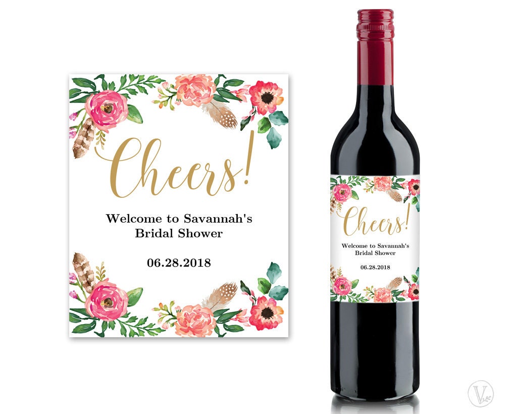 bridal shower wine labels printable wine bottle label etsy