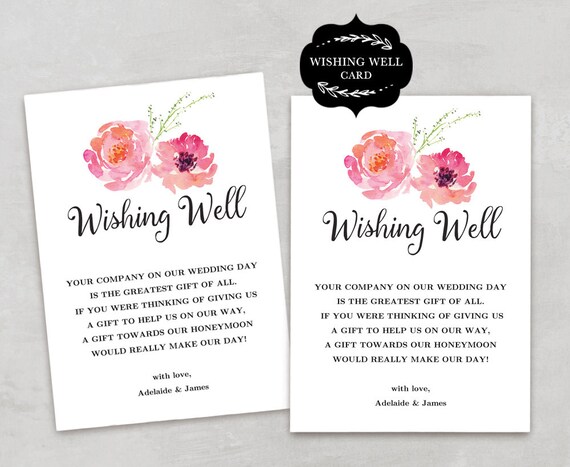 Wishing Well Card Template Printable Wishing Well Card Diy Etsy