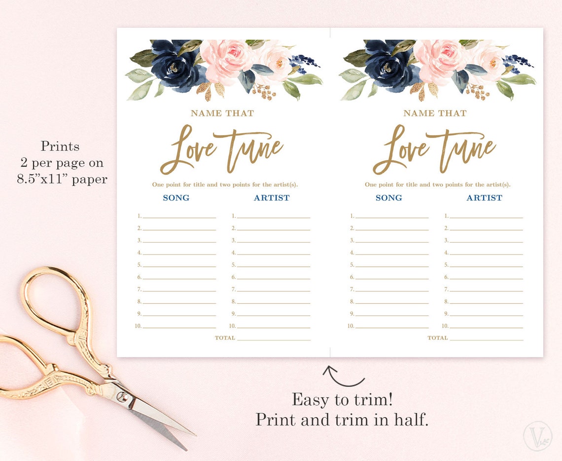 Bridal Shower Game Name That Love Tune Printable Bridal | Etsy
