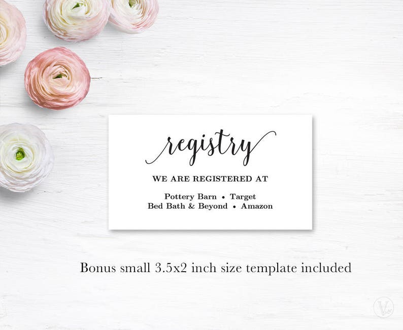 Gift Registery Card Template Printable Wedding Registry