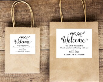 Wedding Welcome Bag Label Template, Printable Welcome Box Labels, Editable Welcome Favor Labels, 2 Sizes Included, Vintage Wedding, VW01