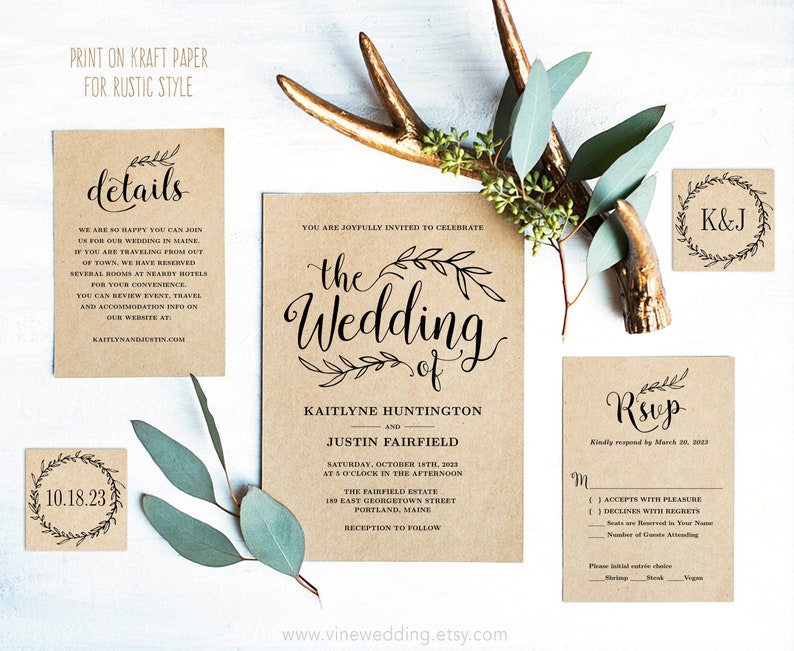 rustic wedding invitation