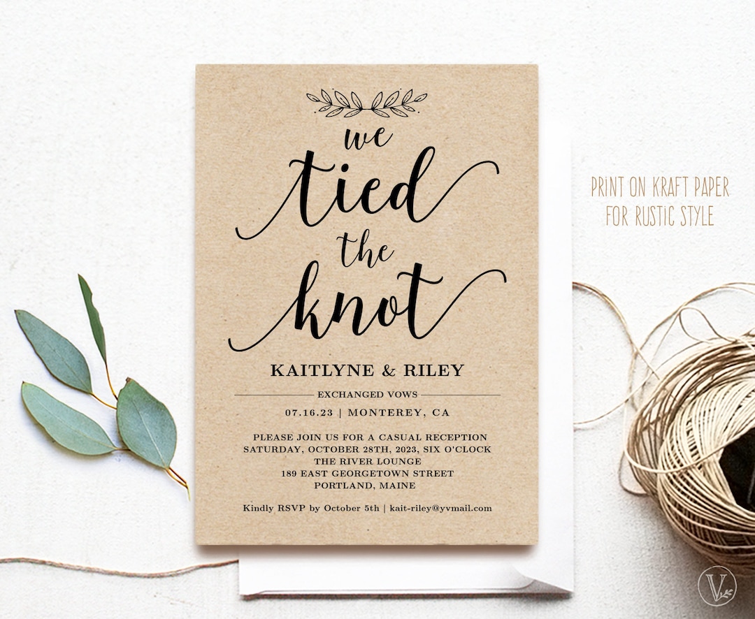 Elopement Reception Invitation Template, Printable Elopement