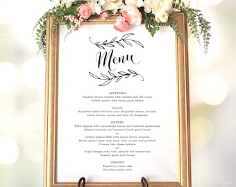 Wedding Menu Sign, Printable Wedding Menu Template, Poster Wedding Menu, Rustic, Vintage Wedding, VW01