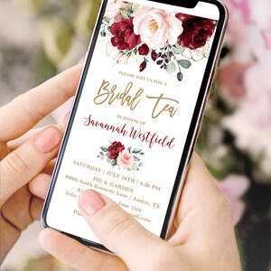 Digital Bridal Tea Invitation Template, Editable, Electronic, Phone ...