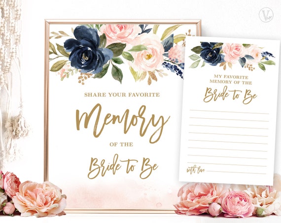 Favorite Memory of the Bride to Be Sign and Note Cards Bridal | Etsy