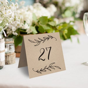 Wedding Table Numbers 1–40, Rustic Wedding Table Numbers Template, Reserved and Head Table Signs Included, Tent Style, TN08, VW01