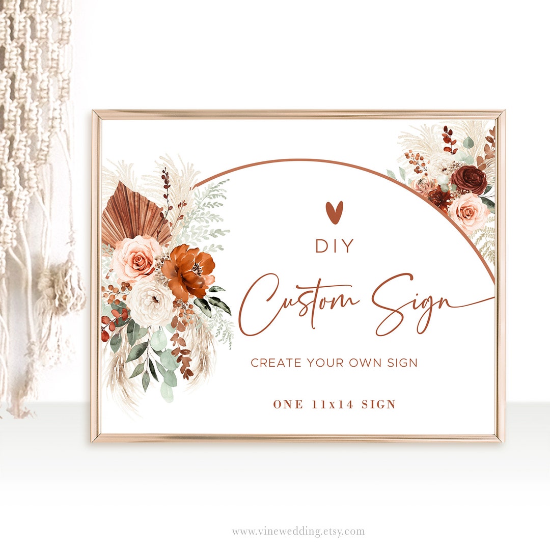 DIY Custom Sign Template, ONE Editable 11x14 Inch Wedding Sign ...