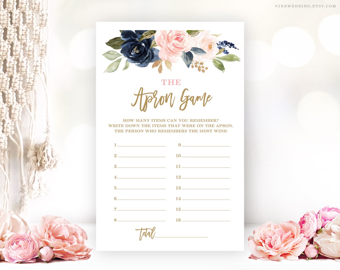 The Apron Game, Printable Bridal Shower Game Card, Instant Download ...