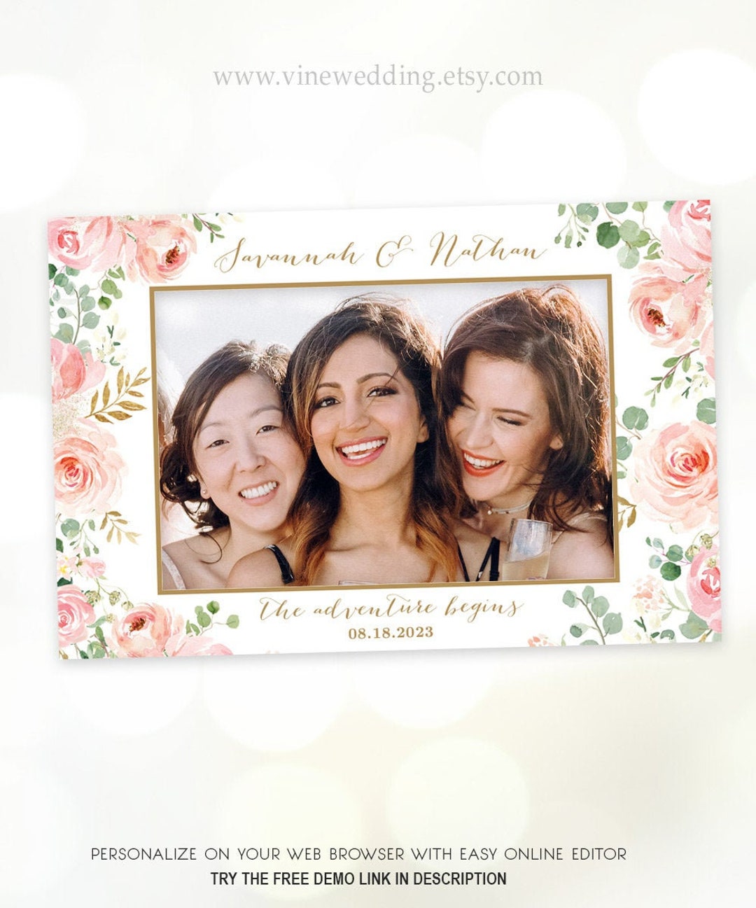 Wedding Photo Frame Prop, Printable Wedding Photo Frame Prop Template