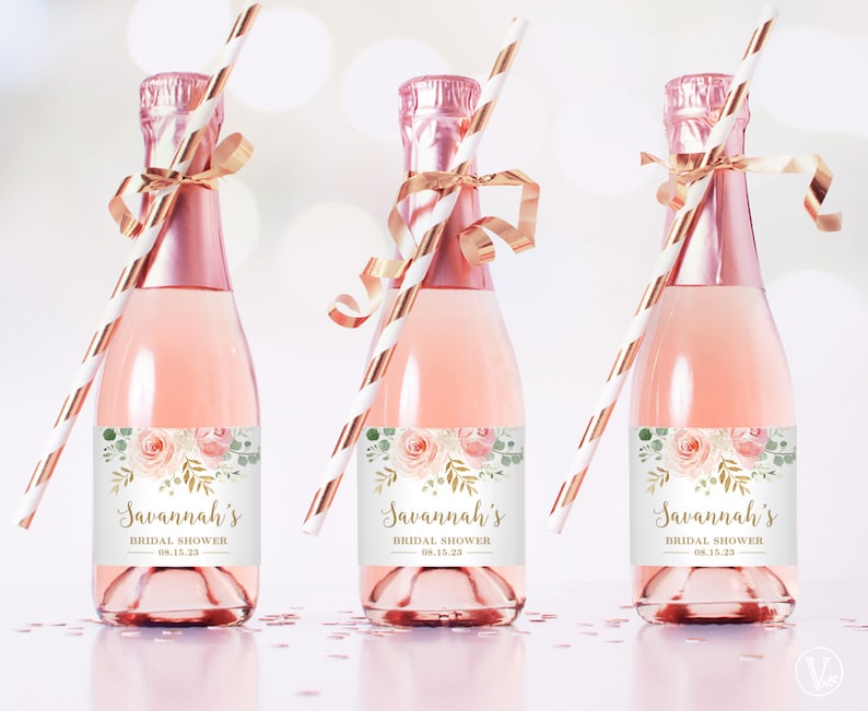 Mini Bridal Shower Champagne Bottle Labels Printable and image 0