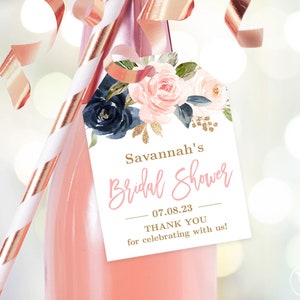 Printable Bridal Shower Favor Tag Template, Editable, Champagne or Wine ...