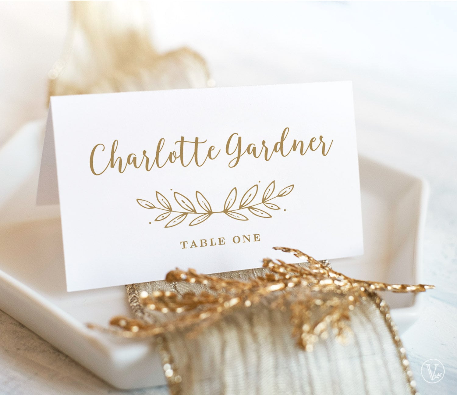 50-Pack Gold Foil Place Cards - Elegant Tent Fold Name Cards For Weddings & Events