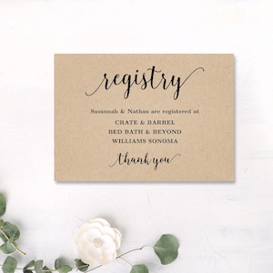 Gift Registry Card Template, Printable Wedding Registry Card, Editable Text, Modern Calligraphy VWC88