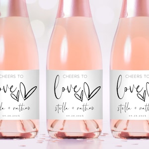 Regular Size Champagne Bottle Label Template, Cheers to Love, Editable Wedding Champagne Bottle Label, Modern, Simple, Minimalist, VWC67