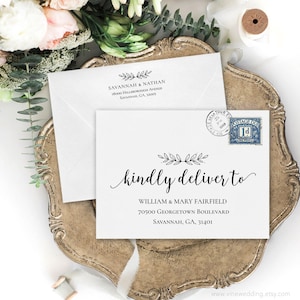 Wedding Envelopes, Printable Wedding Envelope Addressing Template, Editable Template, A7 Envelope, Modern Calligraphy, VWC88