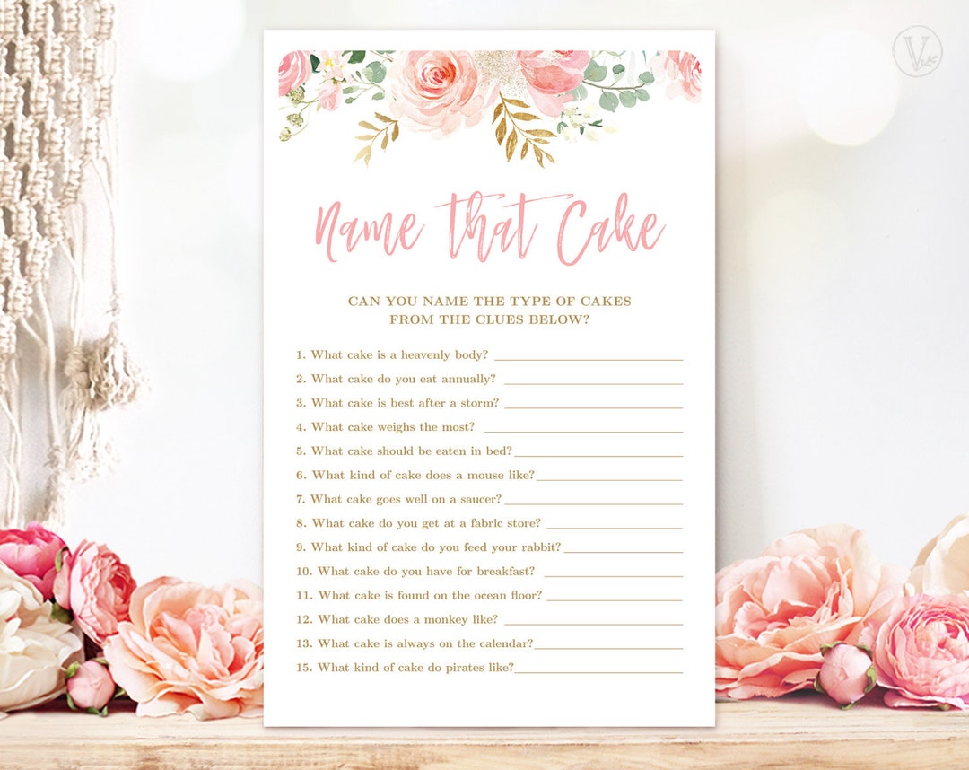 Bridal Shower Game, Name That Cake Game, Printable Cake Name Game