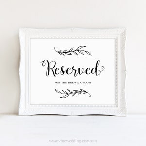 Printable Reserved Sign, Wedding Reserved Sign, Wedding Reception Signs, Vintage Wedding, VW01