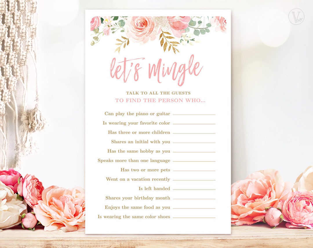 Bridal Shower Game, Let's Mingle Game, Printable Bridal Party Games ...