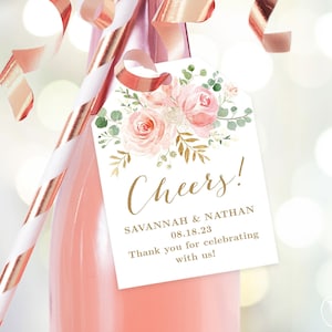 Wedding Champagne or Wine Bottle Favor Tags, Printable Wedding Favor ...