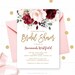 Bridal Shower Invitation Template, Editable, Printable Bridal Shower Invitation Card, Blush Burgundy Pink Floral, Gold, Plum, VWC83 
