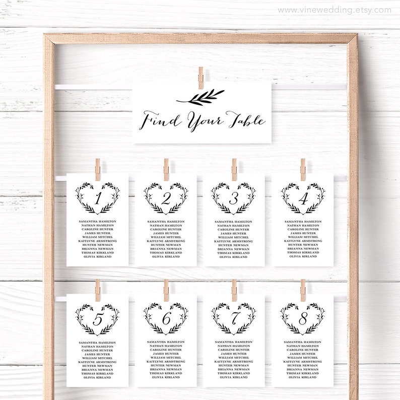 Wedding Seating Chart Template Header Signs and Table Seating - Etsy