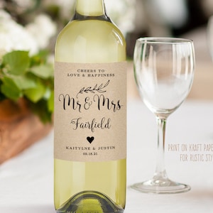Rustic Wine Label Template, Printable Wine Label, Print on Kraft Paper Label Paper, DIY Wine Labels, VW01